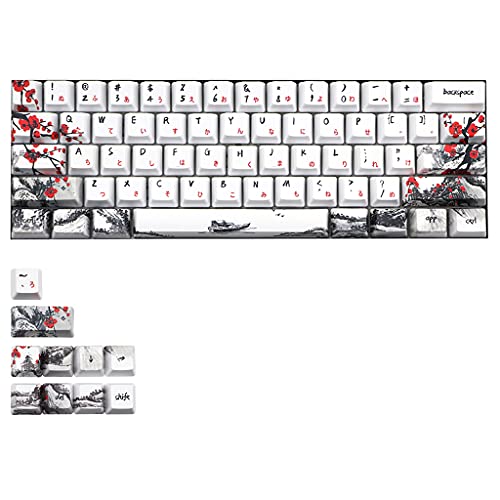 Kingjinglo PBT 71 Keycaps with Chinese Plum Blossom Theme