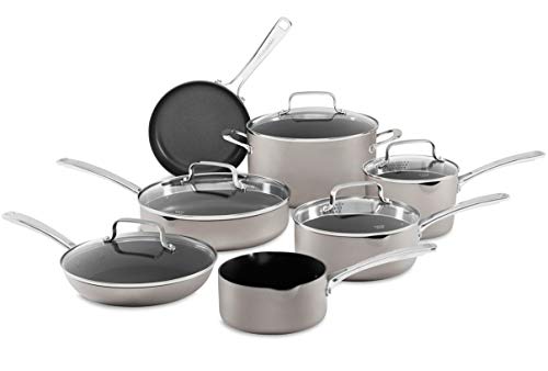 KitchenAid 12-Piece Non-Stick Pour & Strain Aluminum Non Stick Cookware Set Dishwasher Induction Safe