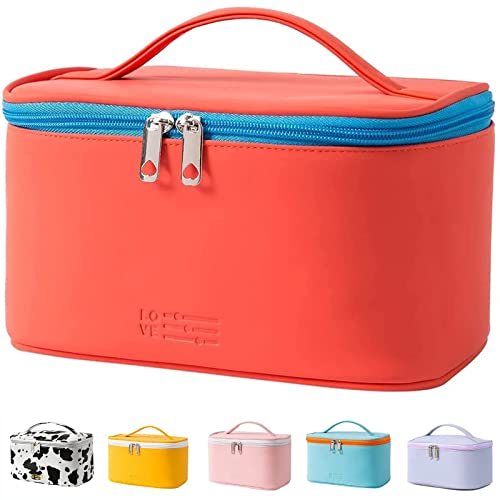 KITENROM Portable Makeup Bag Cosmetic Bags for Women Medium Pouch Cute Purse Make Up Organization Waterproof (Red)