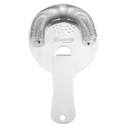 KITESSENSU Cocktail Strainer, Stainless Steel Hawthorne Strainer with 100 Wire High Density Spring, Bar Strainer Cocktail for Professional Bartenders, Silver