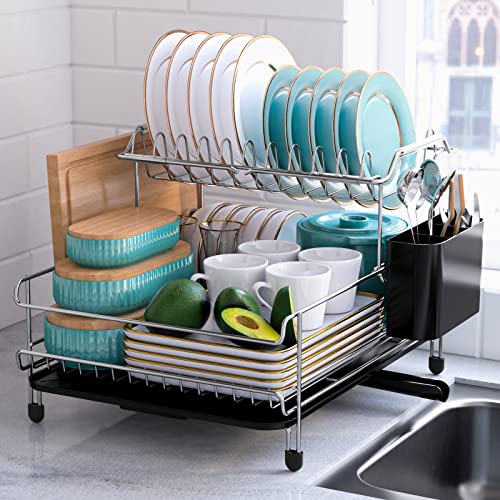 Kitsure Large-Capacity Dish Drying Rack for Kitchen Counter