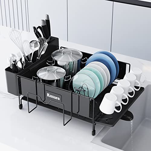 Kitsure Large Dish Drying Rack - Stainless Steel Dish Drainer with Drainboard