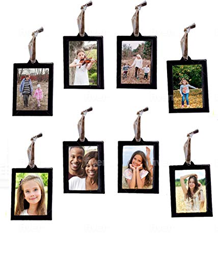 Klikel Hanging Picture Frame Ornaments - Set of 8 Black Hanging Photo Frames