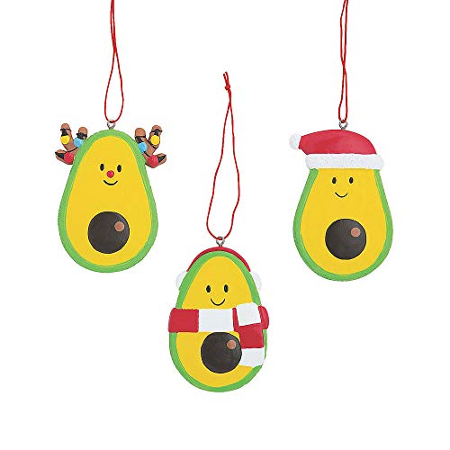Knextion, Inc Avocado Christmas Ornament Characters - Holiday Tree Decoration - 3 Piece Set