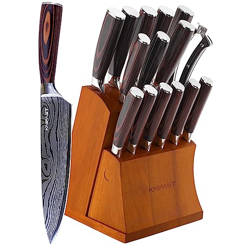 Knife Set with Wooden Block, High Carbon Stainless Steel