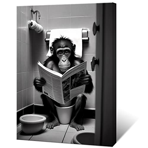 KOEUIRW Funny Gorilla Bathroom Canvas Wall Art