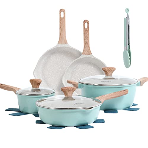 Bazova Pots and Pans Set Nonstick with Detachable Handles Ceramic