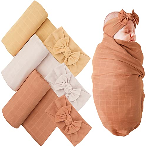 Konssy 3 Pack Muslin Baby Receiving Blankets