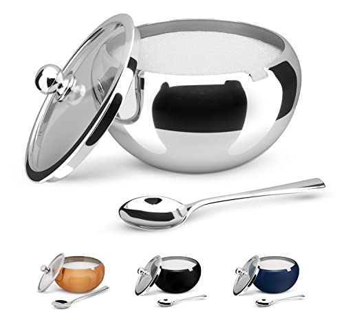 KooK Stainless Steel Sugar Bowl with Lid and Spoon
