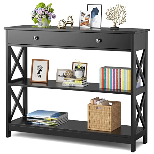 KOTEK Console Table with Drawer and Storage Shelves