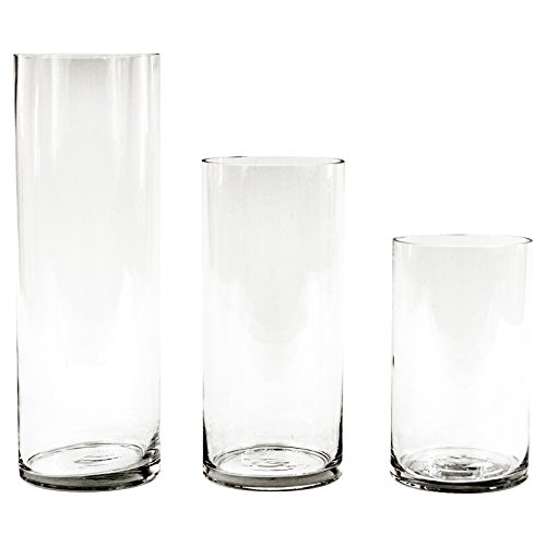 Koyal Wholesale Clear Glass Cylinder Vases Set of 3 for Flowers, Floating Candles, Centerpiece Wedding Decor