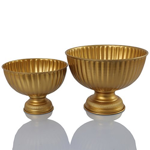 Koyal Wholesale Gold Metal Pedestal Bowl 6 x 6-Inch Floral Compote Vase, For Wedding Centerpiece