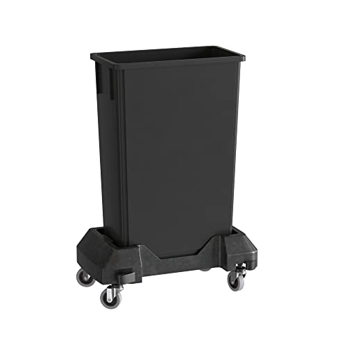 Krollen Industrial 23 Gallon Black Slim Jim Trash Can with Dolly