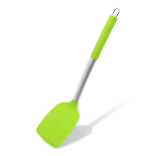 KUFUNG Stainless Steel Handle Silicone nonstick spatulas, High Heat Resistant to 480°F, KUFUNG Food Grade Turner, BPA Free, Spatula for for Fish, Eggs, Pancakes, Wok (Light Green)