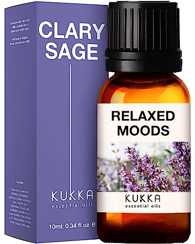 Kukka Clary Sage Essential Oil for Diffuser - 100% Pure Therapeutic Grade Clary Sage Oil Essential Oil - Clary Sage Essential Oil for Skin, Hair Growth & Aromatherapy (0.34 Fl Oz)
