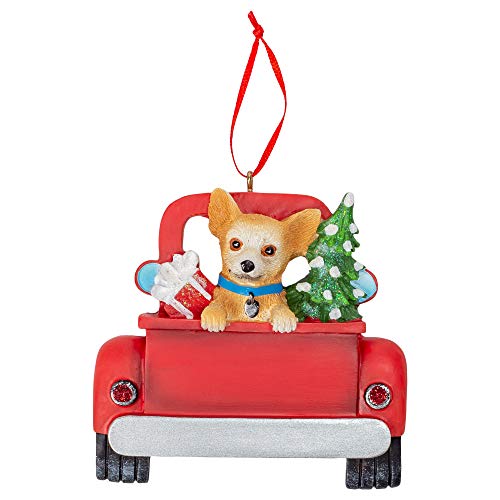 Kurt Adler A1940CH Chihuahua in Back of Truck Hanging Ornament for Personalization, 5-inch High, Resin