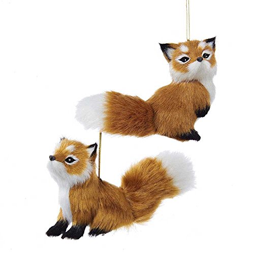 Kurt Adler Plush Set of 2 Fox Ornaments