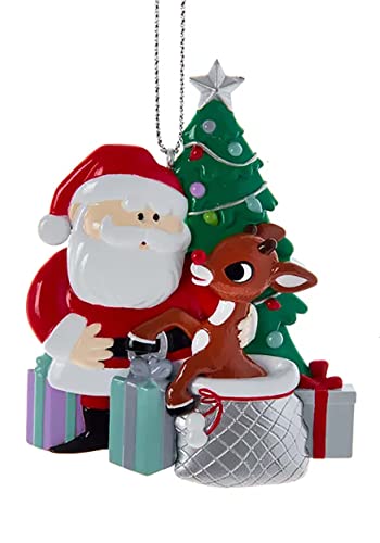 Kurt Adler Rudolph The Red Nose Reindeer with Tree Ornament 4 Inch Multicolor
