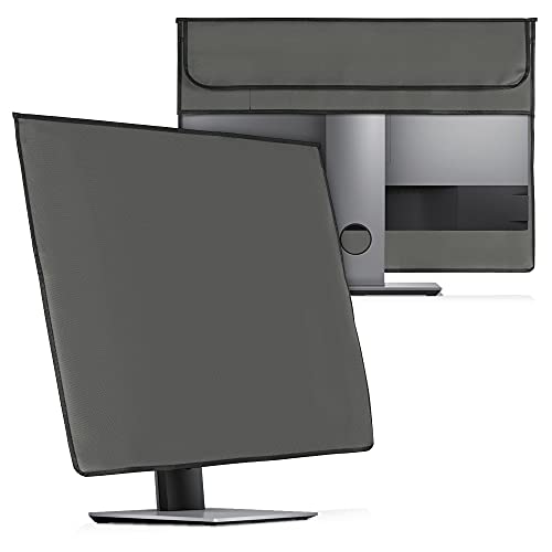 kwmobile 27-28" Monitor Cover with Storage - Dark Grey