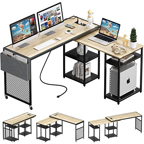 L Shaped Computer Desk with Power Outlets