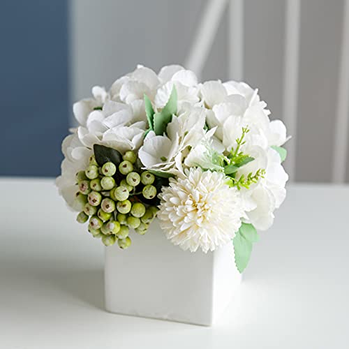 LADADA Ceramic Vase with Artificial Hydrangea Flower: Home Decoration