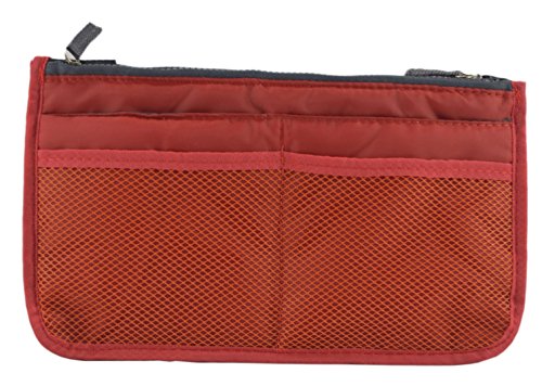 Ladies Double Zipper Closure Cosmetic Case Makeup Storage Bag (Orange)