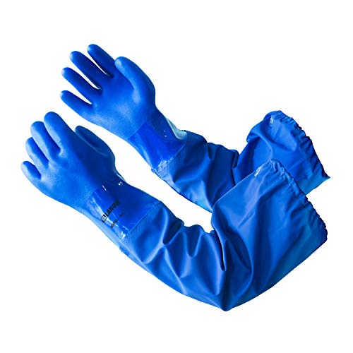 LANON 26" Elbow Length PVC Chemical Resistant Gloves, Heavy-Duty Long Rubber Gloves, Acid, Alkali & Oil Protection, XL