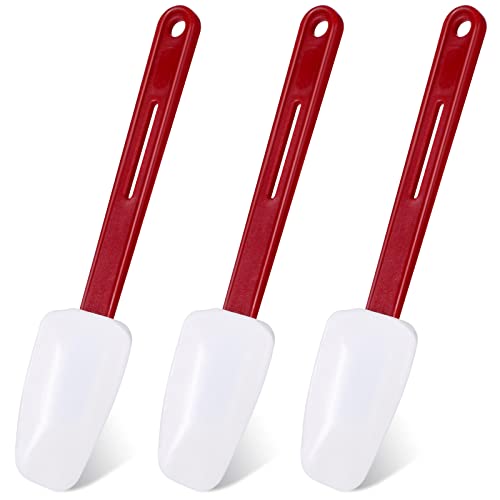 Lanties Set of 3 High Temp Silicone Spatulas 10'' Heat Resistant Rubber Spatula Commercial Heavy Duty Silicone Scraper Spatula with Handle for Kitchen Baking Cooking, Dishwasher Safe (Spoon Spatula)