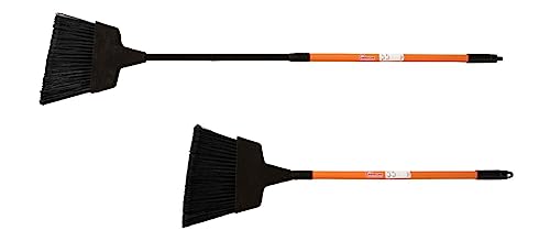 Large 12-inch Angle Broom with Extendable Orange/Black Handle (2 Pack)