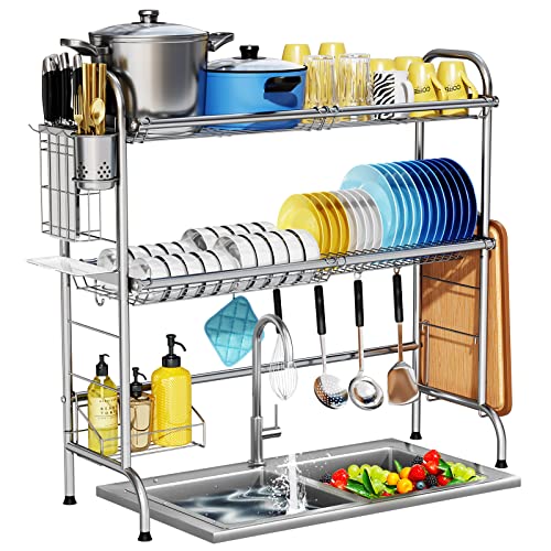 Large 2-Tier Stainless Steel Over The Sink Dish Rack