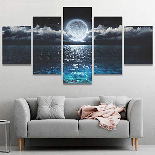 Large Canvas Wall Art Fantasy Moon on Transparent Sea