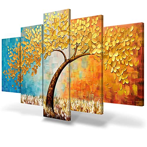 Large Canvas Wall Paintings Room Decor Gold Tree Picture