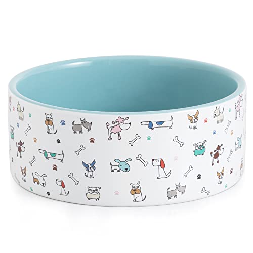 Large Ceramic Dog Bowls with Adorable Dog Patterns