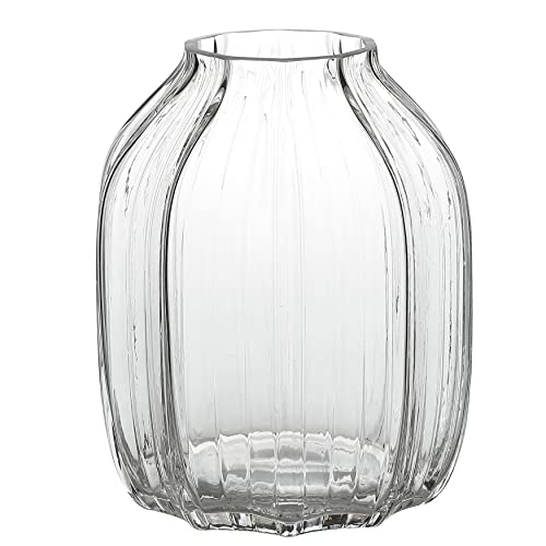 Large Clear Glass Vase Ribbed Tall Vase