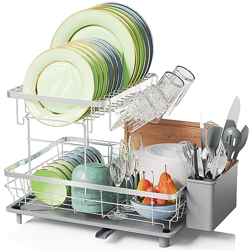 romision Dish Drying Rack and Drainboard Set, 2 Tier Large