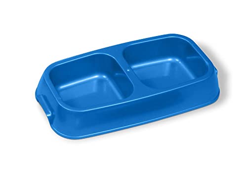 Large Double Dish Food/Water Bowl, Blue