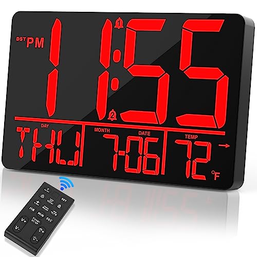 Large LED Wall Clock with Remote