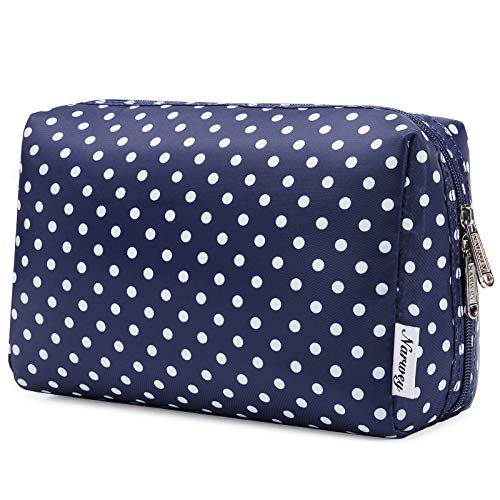 Large Makeup Bag Zipper Pouch Travel Cosmetic Organizer for Women (Large, Polka Dot)