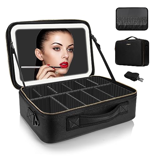 Large Makeup Case Black with Lighted Up Mirror