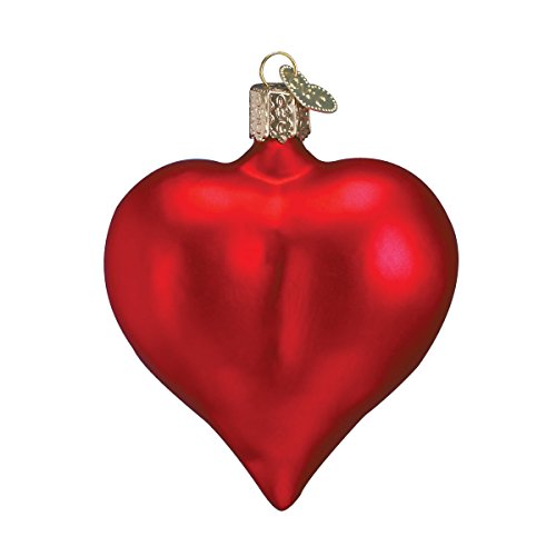 Large Matte Red Heart Glass Blown Ornaments