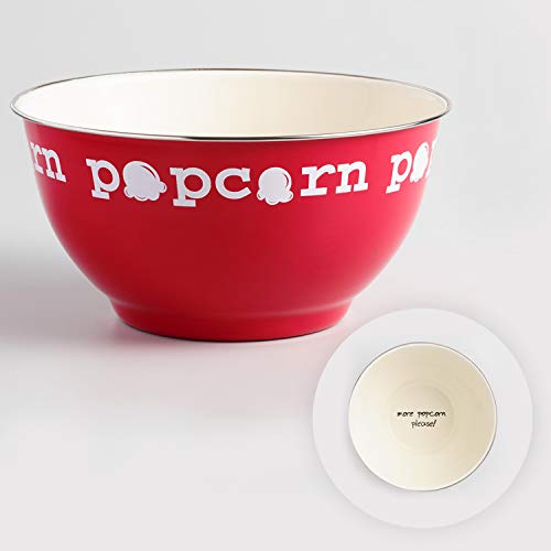 Large Red Popcorn Serving Bowl - Reusable Container for Movie Night