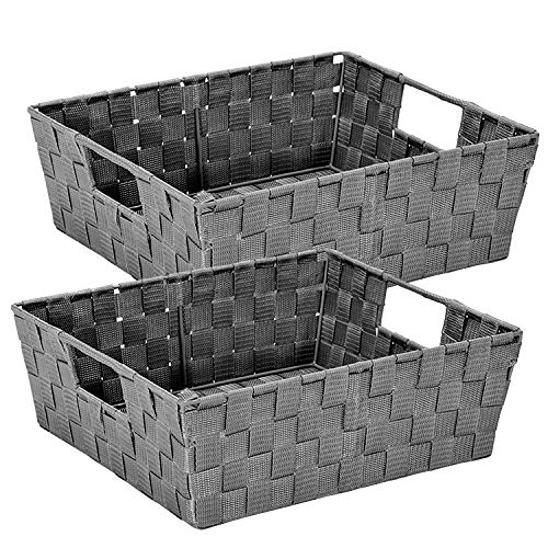 Large Shelf Woven Strap Tote - 2 Pack, Grey