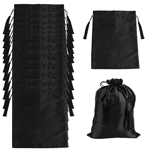 Large Silk Satin Hair Storage Bags with Drawstring Tassel