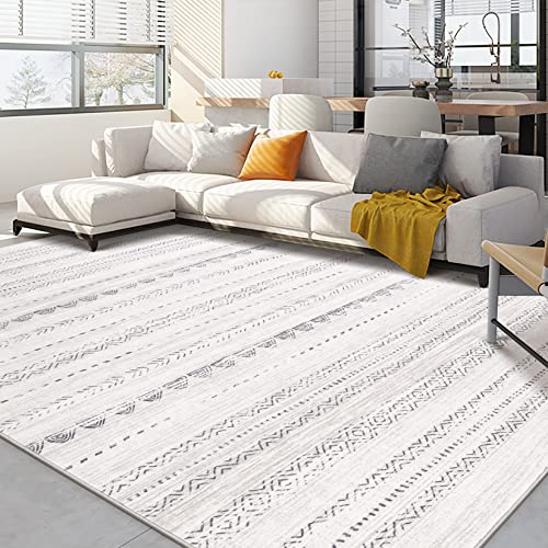 Area Rug Living Room Rugs: 5x7 Large Soft Machine Washable Boho Moroccan Farmhouse Neutral Stain Resistant Indoor Floor Rug Carpet for Bedroom Under Dining Table Home Office House Decor - Grey