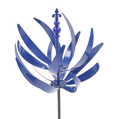 Large Wind Sculpture Decorative Craft Rotator for Yard Garden Outdoor, Blue Appearance, Iron Material with Long Service Life