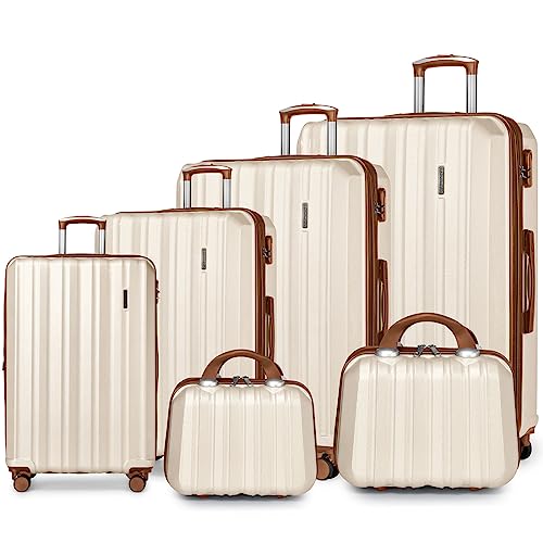 LARVENDER 6-Piece Expandable Luggage Set with TSA Lock