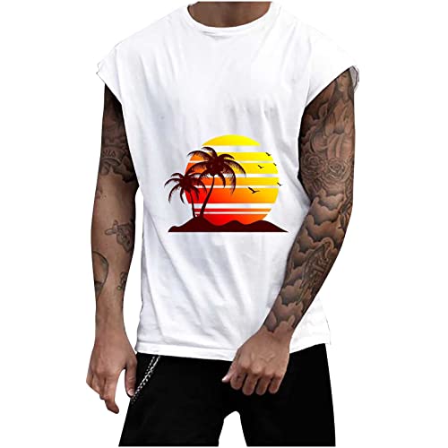 Lastesso Mens Sunset Coconut Print Tank Top