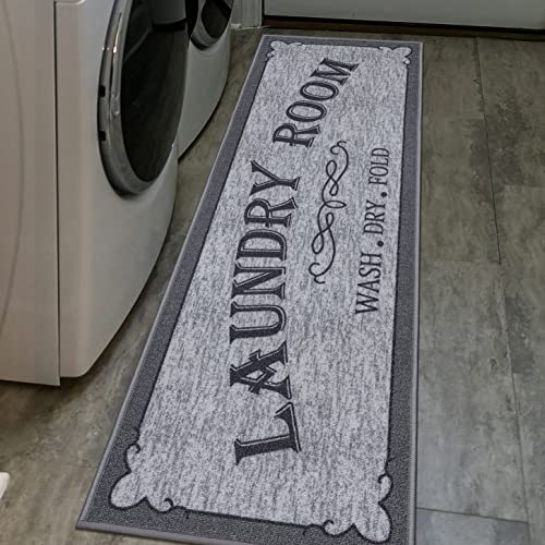 Laundry Room Runner Rug, Light Gray, 20" x 59"