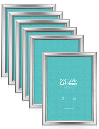 LaVie Home 5x7 Silver Picture Frames (6 Pack) Simple Design with High Definition Glass