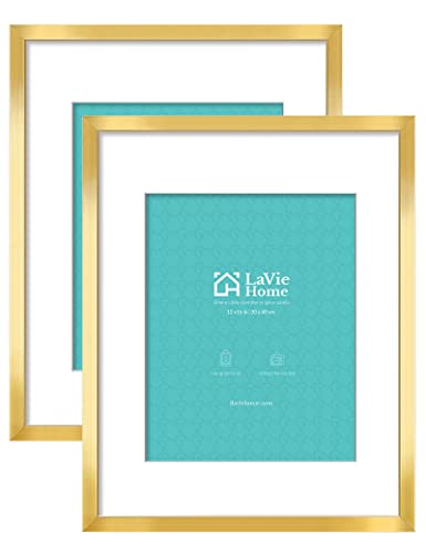 LaVie Home Gold Picture Frames 16x20 (2 Pack), Simple Designed Wood Frame Set